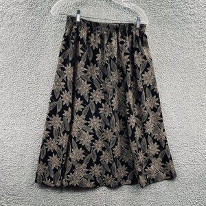 Womens Midi Skirt Medium Boho Cottagecore Prairie A Line‎ Flowy Brown Neutral